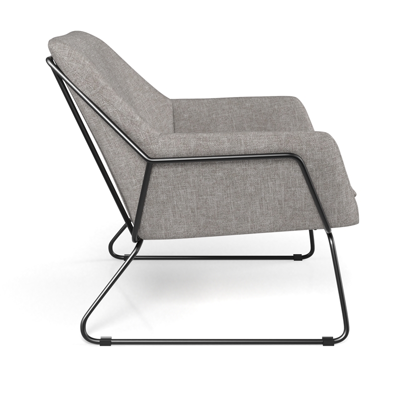 Pemberly Row Fabric Accent Chair with Black Powder Coated Sled Base in Beige