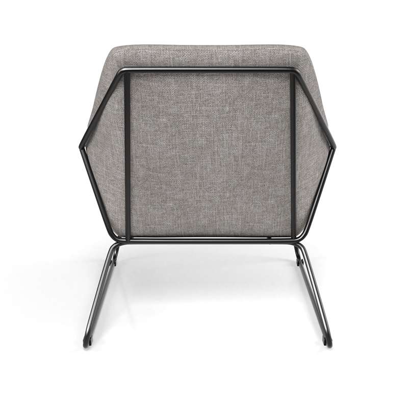 Pemberly Row Fabric Accent Chair with Black Powder Coated Sled Base in Beige