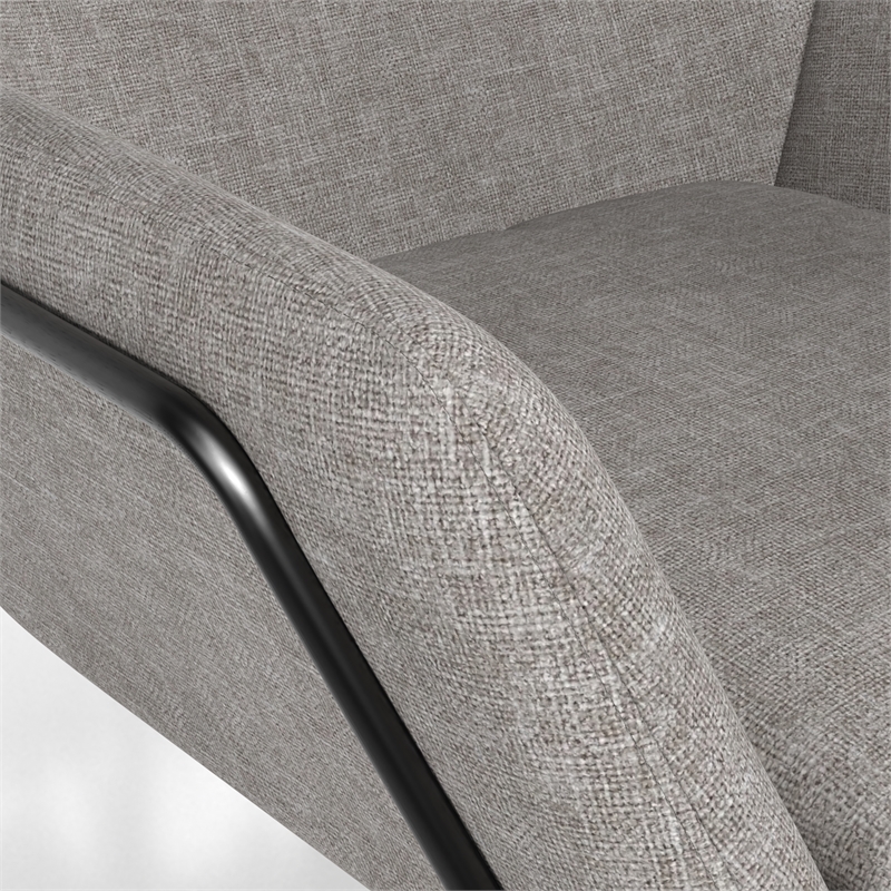 Pemberly Row Fabric Accent Chair with Black Powder Coated Sled Base in Beige