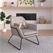 Pemberly Row Fabric Accent Chair with Black Powder Coated Sled Base in Beige
