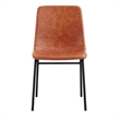 Pemberly Row Square Back Vegan Leather Side Chairs (Set of 2) in Light Brown