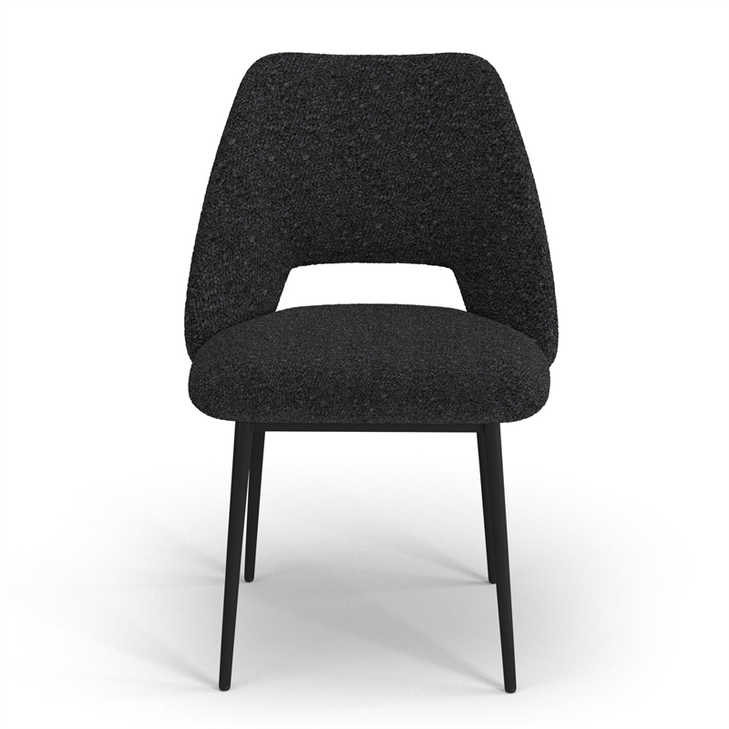 Pemberly Row Boucle Upholstered Seat and Back Side Chair (Set of 2) in Black