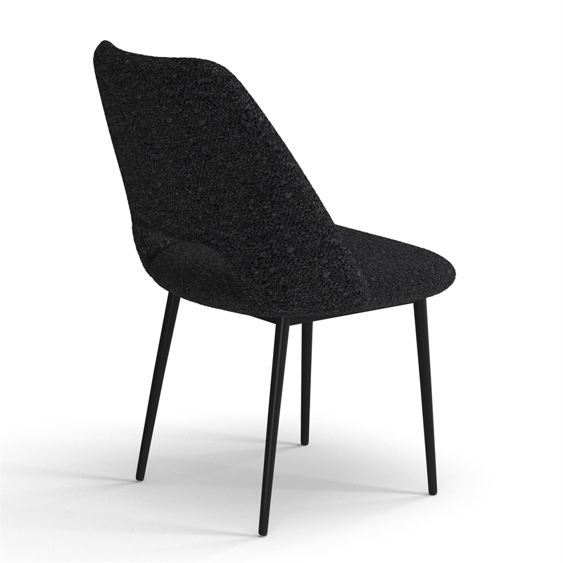 Pemberly Row Boucle Upholstered Seat and Back Side Chair (Set of 2) in Black
