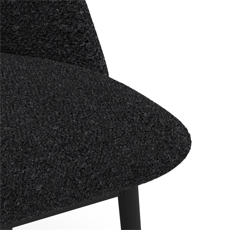 Pemberly Row Boucle Upholstered Seat and Back Side Chair (Set of 2) in Black