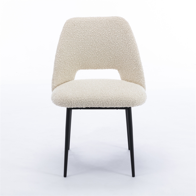Pemberly Row Boucle Upholstered Seat and Back Side Chair (Set of 2) in White
