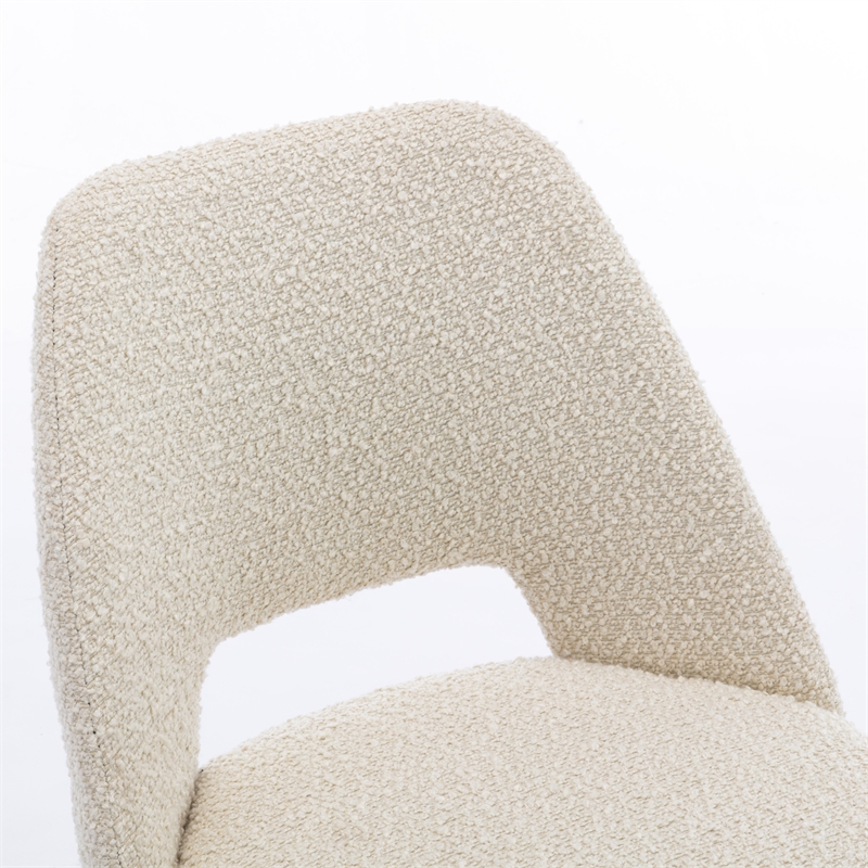 Pemberly Row Boucle Upholstered Seat and Back Side Chair (Set of 2) in White