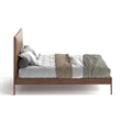 Pemberly Row Full Size Bed with Vegan Leather Upholstered Headboard in Walnut