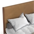 Pemberly Row Full Size Bed with Vegan Leather Upholstered Headboard in Walnut