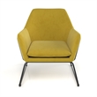 Pemberly Row Velvet Accent Chair with Black Powder Coated Sled Base in Mustard