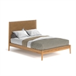 Pemberly Row Full Size Bed with Vegan Leather Upholstered Headboard in Natural