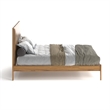 Pemberly Row Full Size Bed with Vegan Leather Upholstered Headboard in Natural