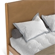 Pemberly Row Full Size Bed with Vegan Leather Upholstered Headboard in Natural