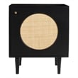 Pemberly Row Circle One Door Nightstand - Black Finish - Natural Cane in Black
