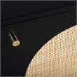 Pemberly Row Circle One Door Nightstand - Black Finish - Natural Cane in Black