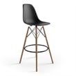 Pemberly Row Durable Molded Plastic Seat Bar Height Stools (Set of 2) in Black