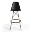 Pemberly Row Durable Molded Plastic Seat Bar Height Stools (Set of 2) in Black
