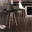 Pemberly Row Durable Molded Plastic Seat Bar Height Stools (Set of 2) in Black