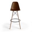 Pemberly Row Durable Molded Plastic Seat Bar Height Stools (Set of 2) in Brown