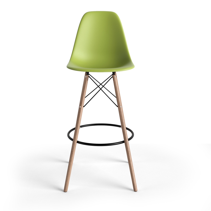 Pemberly Row Durable Molded Plastic Seat Bar Height Stools (Set of 2) in Green