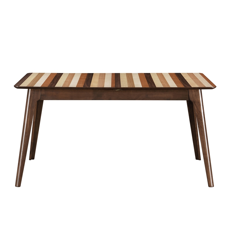 Pemberly Row Extendable Multi-Colored Tonal Striped Dining Table in Multicolor