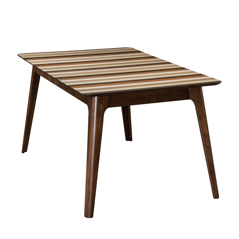 Pemberly Row Extendable Multi-Colored Tonal Striped Dining Table in Multicolor