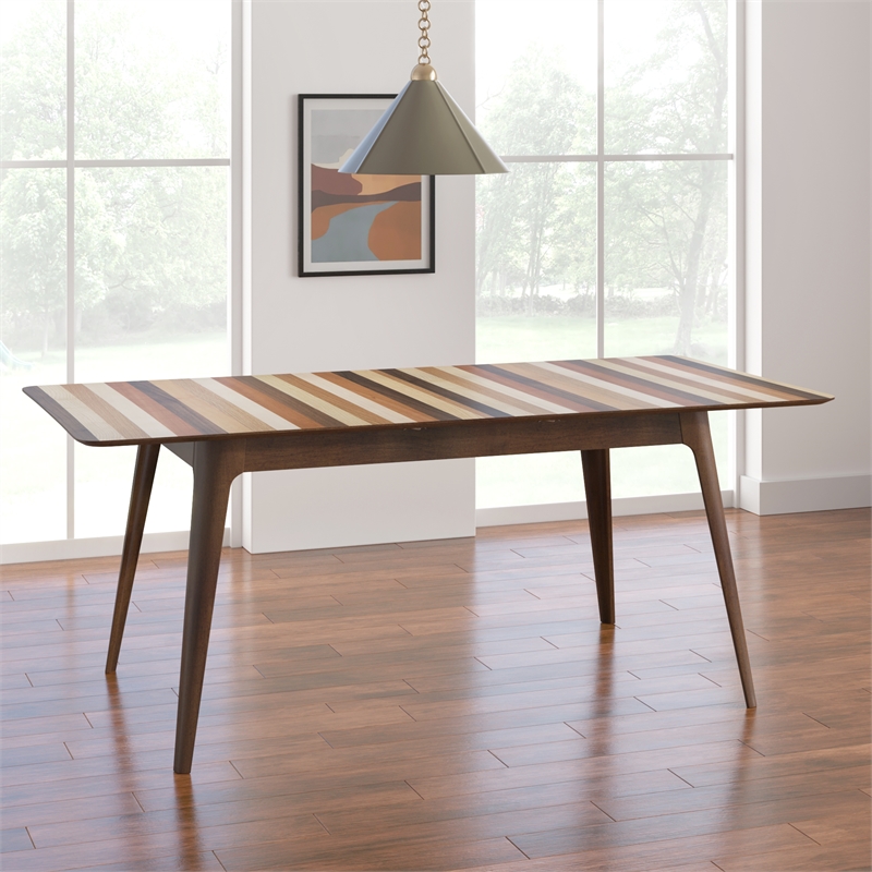 Pemberly Row Extendable Multi-Colored Tonal Striped Dining Table in Multicolor