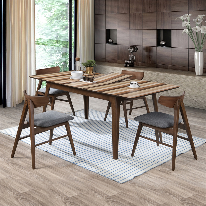 Pemberly Row Extendable Multi-Colored Tonal Striped Dining Table in Multicolor