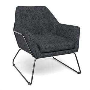 Pemberly Row Fabric Accent Chair with Black Powder Coated Sled Base in Charcoal