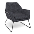 Pemberly Row Fabric Accent Chair with Black Powder Coated Sled Base in Charcoal