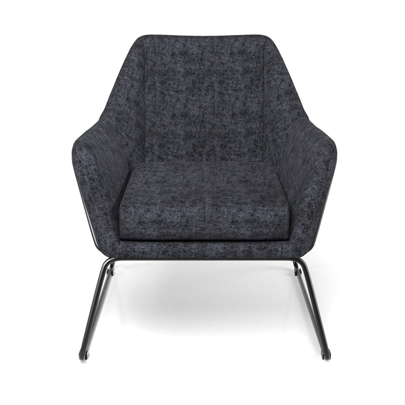 Pemberly Row Fabric Accent Chair with Black Powder Coated Sled Base in Charcoal