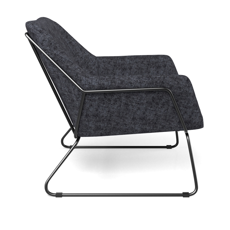 Pemberly Row Fabric Accent Chair with Black Powder Coated Sled Base in Charcoal