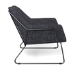 Pemberly Row Fabric Accent Chair with Black Powder Coated Sled Base in Charcoal