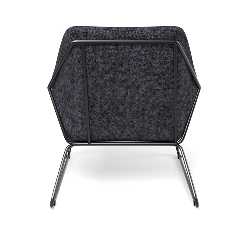 Pemberly Row Fabric Accent Chair with Black Powder Coated Sled Base in Charcoal