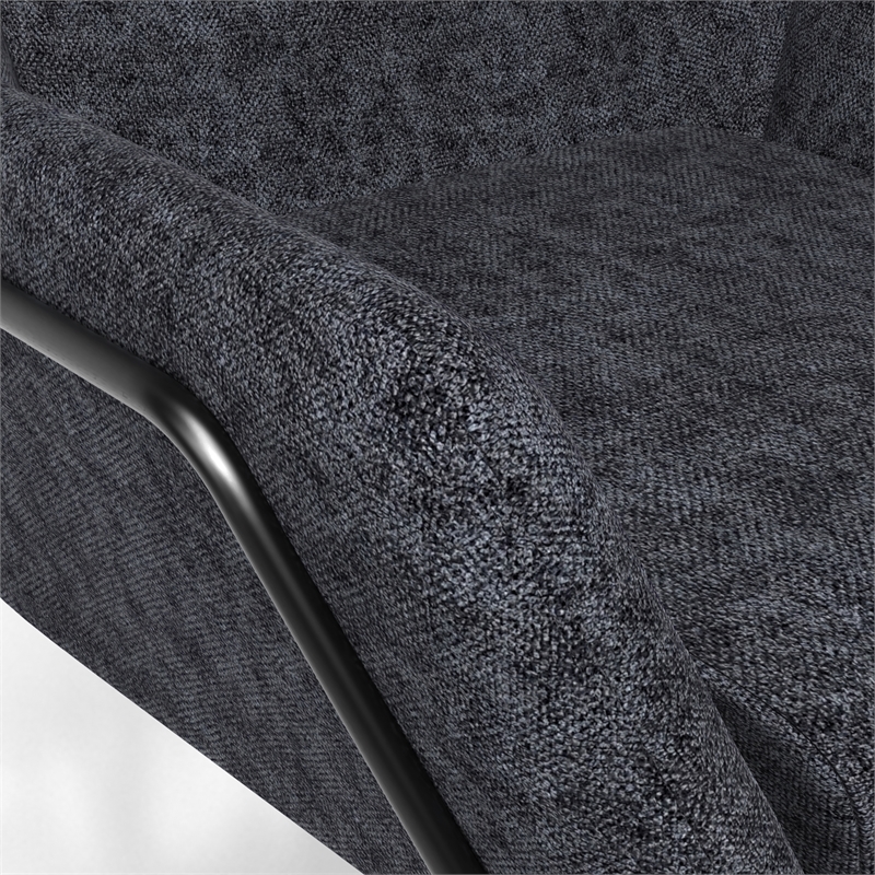 Pemberly Row Fabric Accent Chair with Black Powder Coated Sled Base in Charcoal
