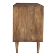 Pemberly Row Circle Solid Wood with Natural Woven Cane 2-Door Cabinet in Walnut
