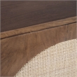 Pemberly Row Circle Solid Wood with Natural Woven Cane 2-Door Cabinet in Walnut