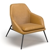 Pemberly Row Mid-Century Black Powder Coated Metal Frame Lounge Chair in Caramel