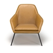 Pemberly Row Mid-Century Black Powder Coated Metal Frame Lounge Chair in Caramel
