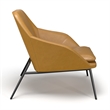 Pemberly Row Mid-Century Black Powder Coated Metal Frame Lounge Chair in Caramel