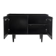 Pemberly Row Circle Solid Wood with Natural Woven Cane Two-Door Cabinet in Black