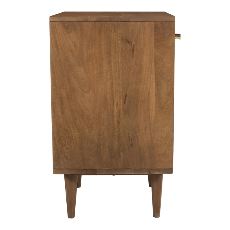 Pemberly Row Circle One Door Nightstand - Walnut Finish - Natural Cane in Walnut