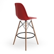 Pemberly Row Durable Molded Plastic Seat Counter Height Stools (Set of 2) in Red