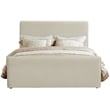 Pemberly Row Curved Headboard and Footboard King Bed in Rich Soft Cream Velvet