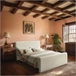 Pemberly Row Curved Headboard and Footboard King Bed in Rich Soft Cream Velvet