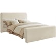 Pemberly Row Curved Headboard and Footboard King Bed in Rich Soft Cream Velvet