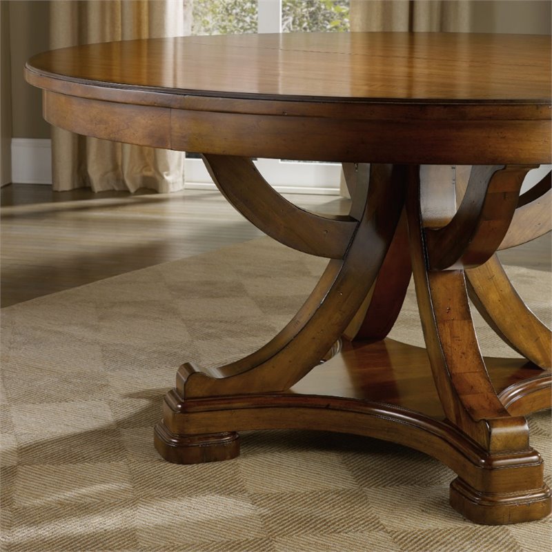 Pemberly Row Modern Pedestal Dining Table in Natural Wood Grain