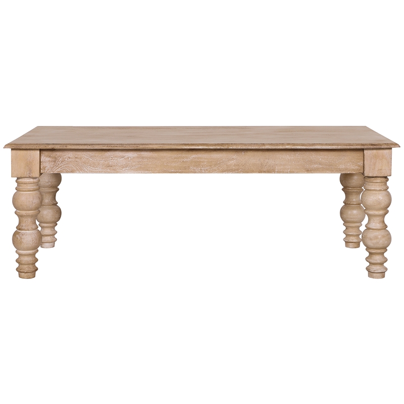 Pemberley Row Solid Mango Wood Natural Coffee Table Rectangular French-Country Design 18