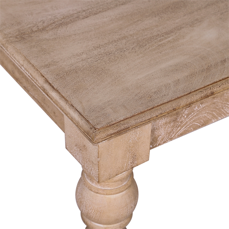 Pemberley Row Solid Mango Wood Natural Coffee Table Rectangular French-Country Design 18