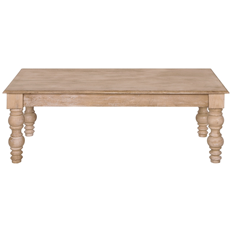 Pemberley Row Solid Mango Wood Natural Coffee Table Rectangular French-Country Design 18