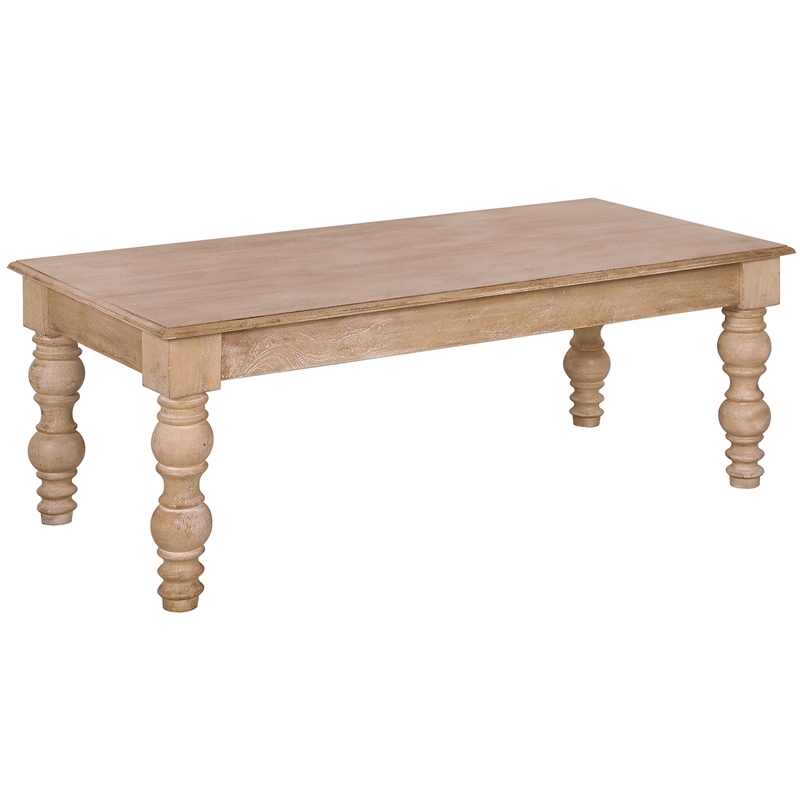Pemberley Row Solid Mango Wood Natural Coffee Table Rectangular French-Country Design 18